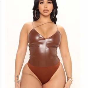 Fashion nova brown leather bodysuit